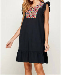 See And Be Seen - Floral Embroidered Ruffle Dress