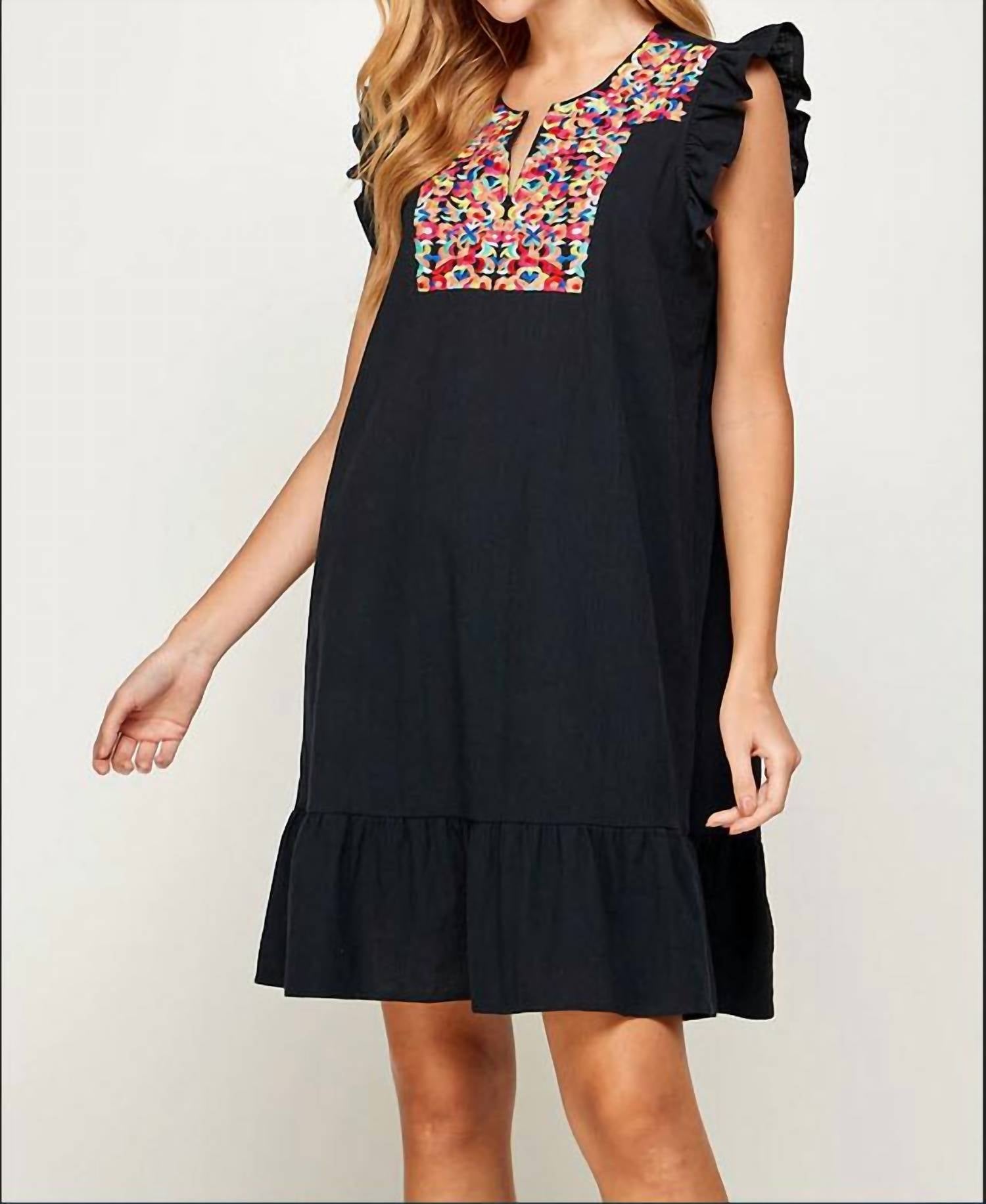 See And Be Seen - Floral Embroidered Ruffle Dress