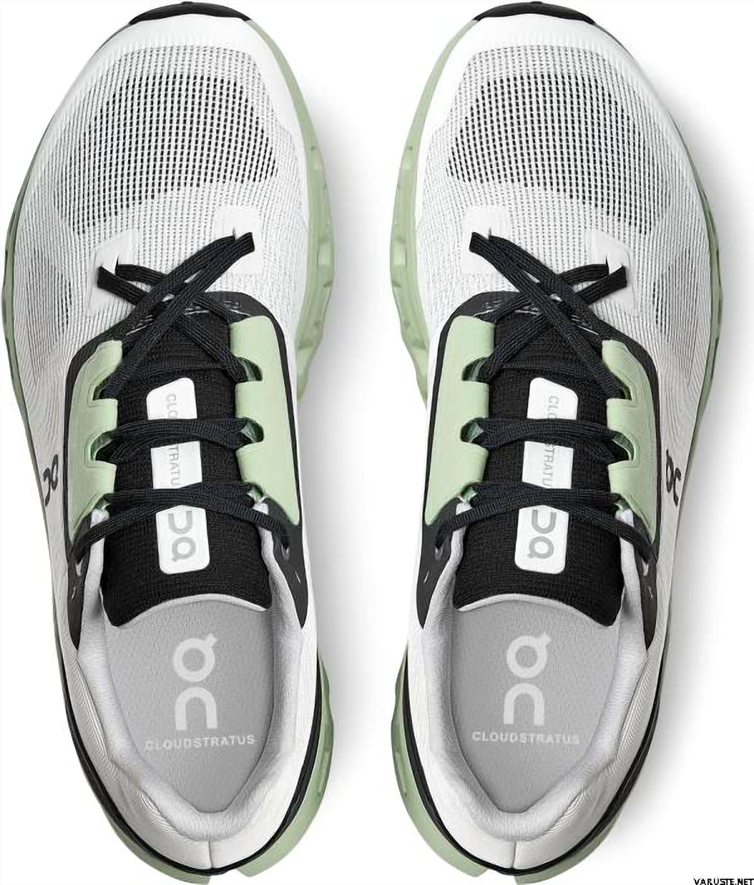 On Men's Cloudstratus Running Shoes in white black sage - men's shoe - alternate view