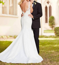 Stella York - Satin Wedding Dress with Illusion Neckline