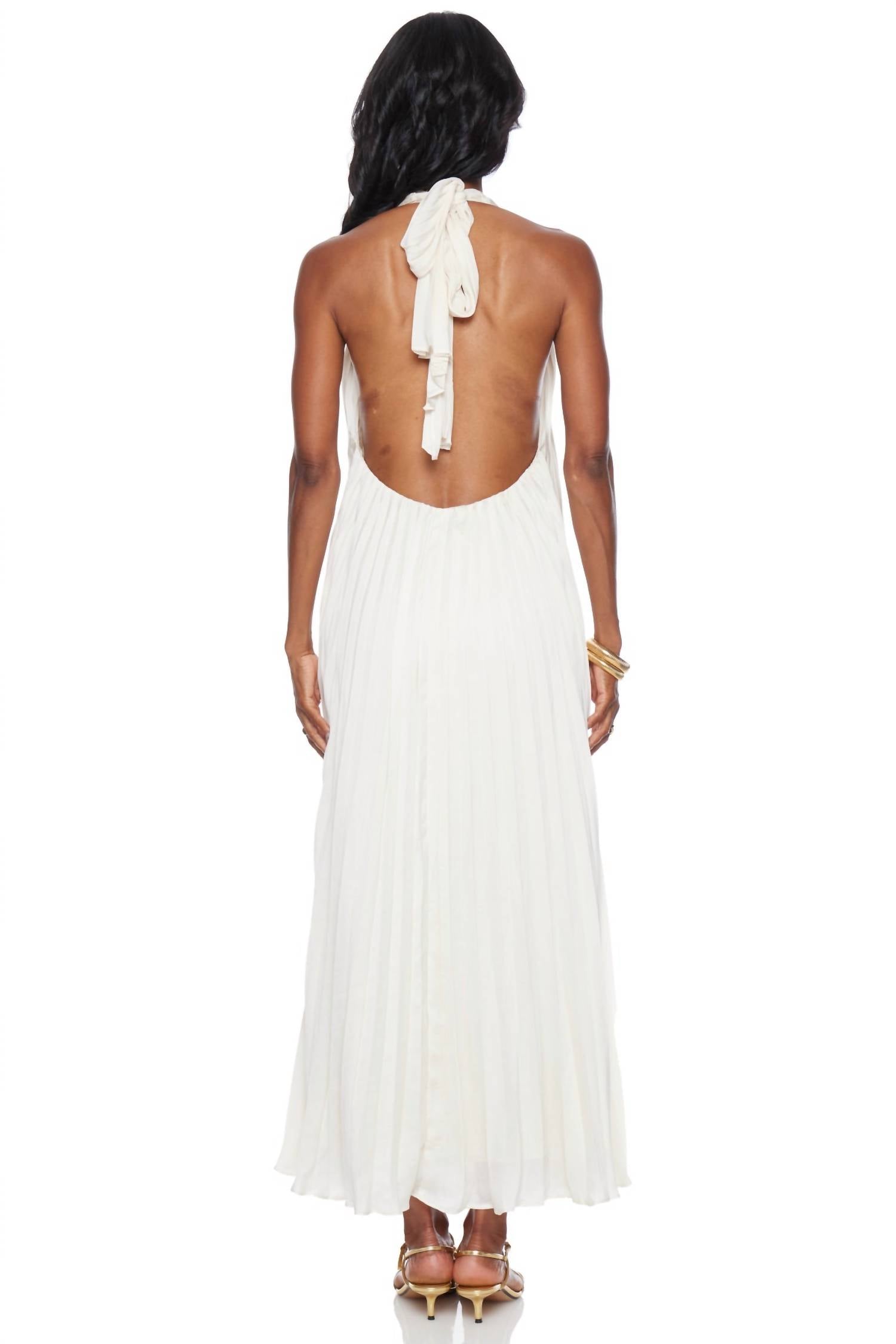 LUCY PARIS Blyth Pleated Dress in ivory - women's dress - view 4