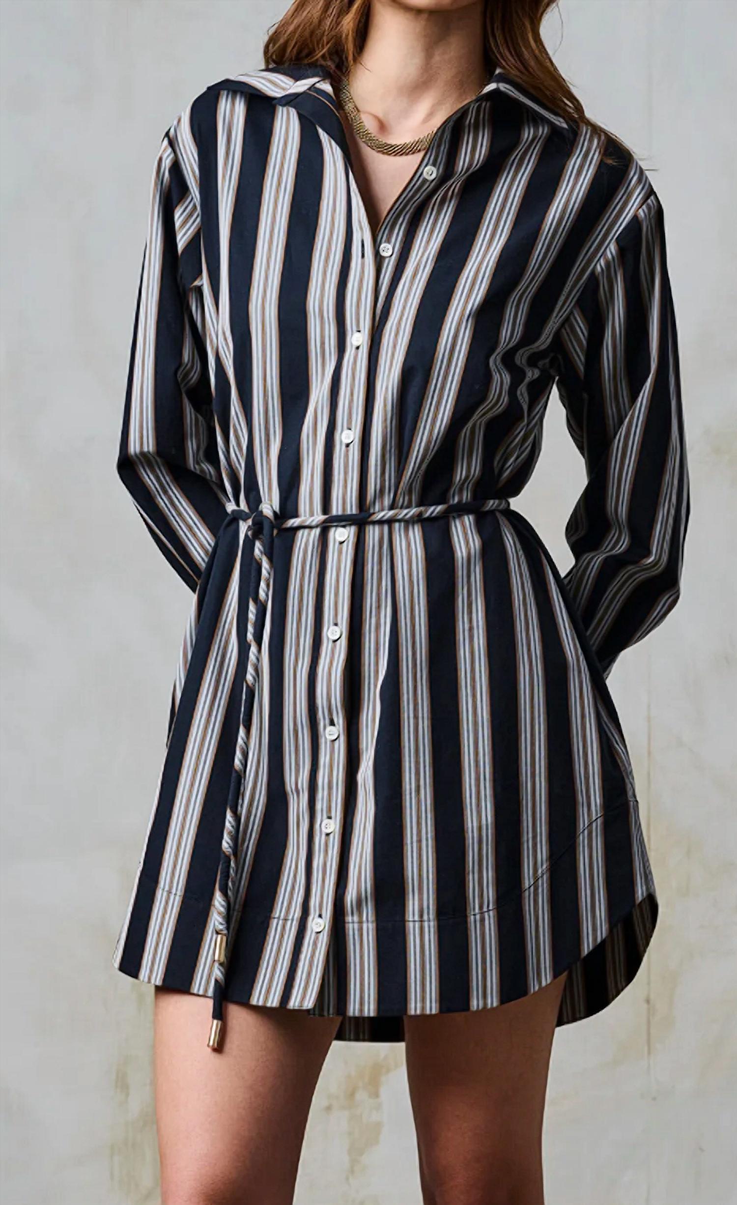 Hevron Abby Dress in black stripe - women's dress