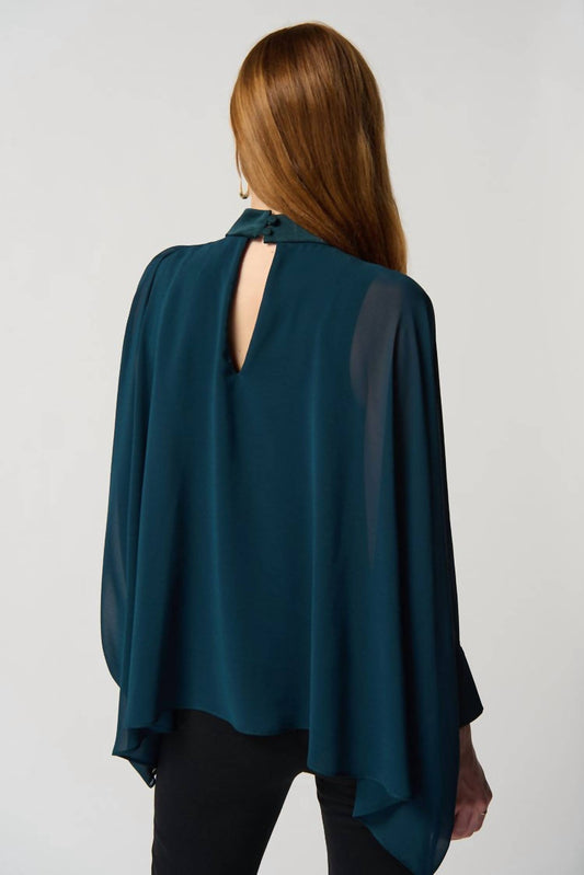 Joseph Ribkoff - Chiffon Poncho Top With Mock Neck Collar