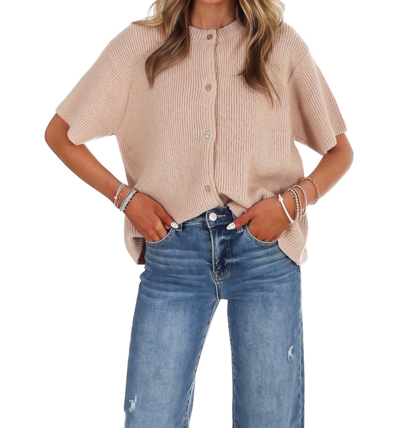 Le Lis - Let's Go There Short Sleeve Sweater Cardigan