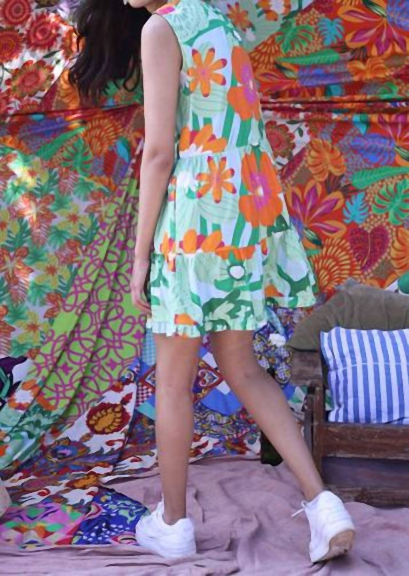 Maude Vivante - Kyra Sleeveless Split V Neck Mini Dress
