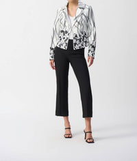 Joseph Ribkoff Faux Suede Floral Print Jacket in black white - women's jacket - view 4