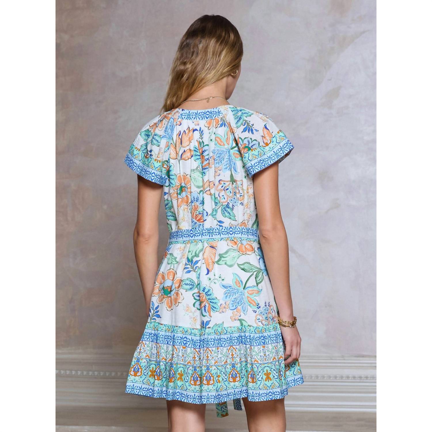 Current Air - Floral Printed Belted Mini Dress