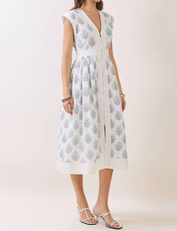 Tcec - Floral Print Zipper Front Midi Dress