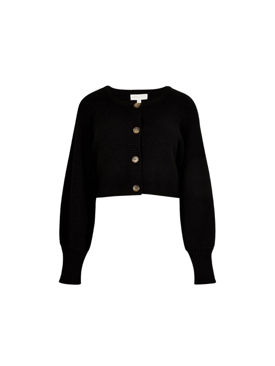 Apricot - Ribbed Batwing Cropped Cardigan