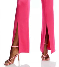 alice + olivia Jody Satin High Waist Slit Front Pants in pink - women's pants - view 5