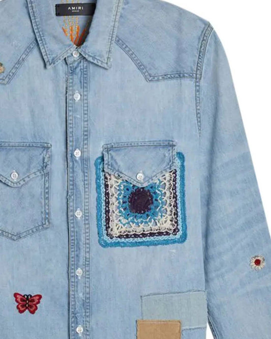 Amiri - Women's Crochet And Patch Denim Shirt