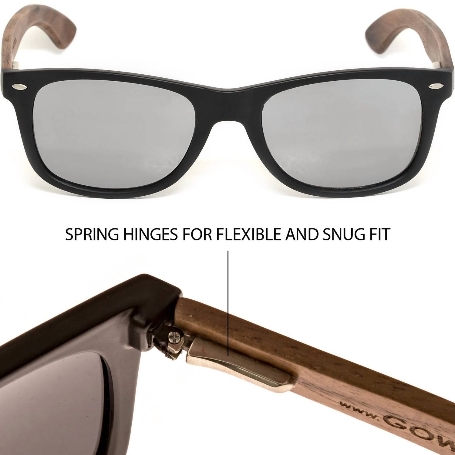 GOWOOD Men's Walnut Wood Mirrored Polarized Sunglasses in black brown - men's accessory - view 4
