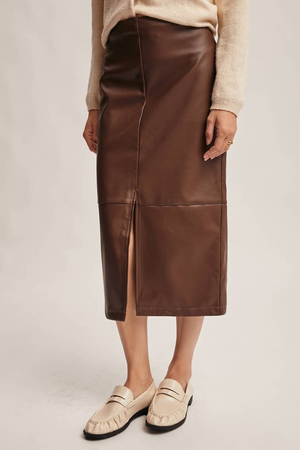 Forte - Sloan Vegan Leather Midi Skirt