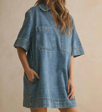 Miou Muse - V-Neck Denim Tunic Dress