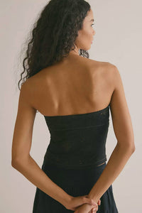 Free People Ever Afternoon Textured Tube Top in black - women's shirt - detail view