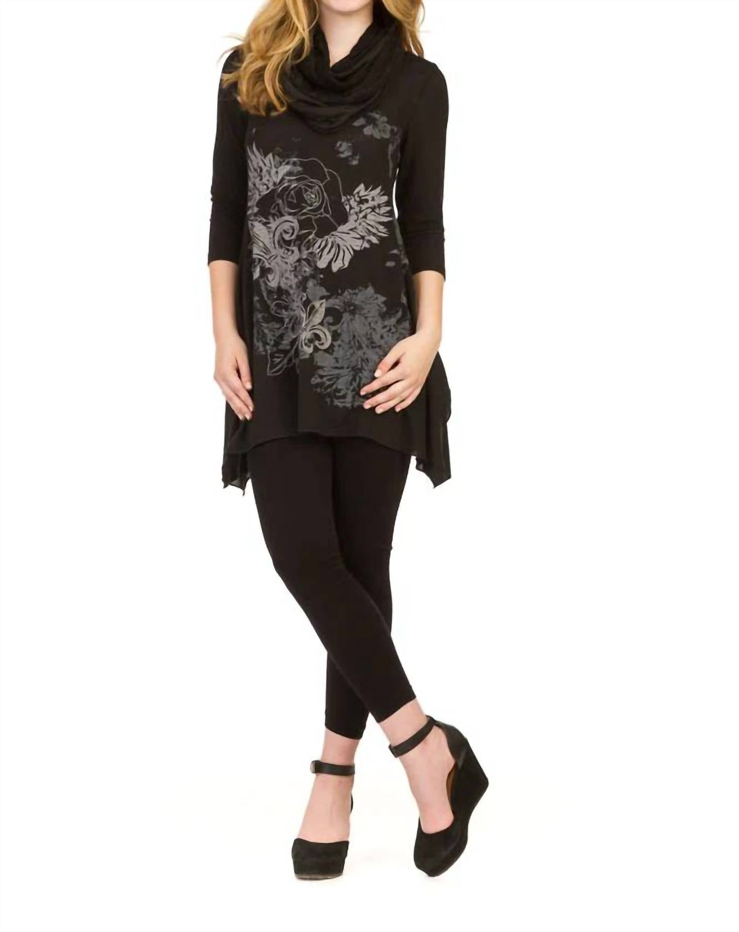 Papillon - Flower Print 3/4 Sleeve Tunic