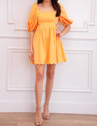 Mable - Sweet Scallops Cutout Babydoll Dress
