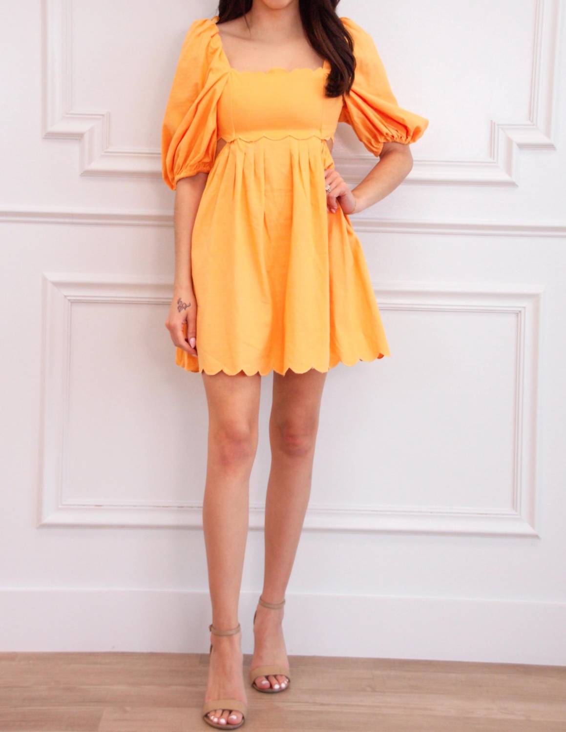 Mable - Sweet Scallops Cutout Babydoll Dress
