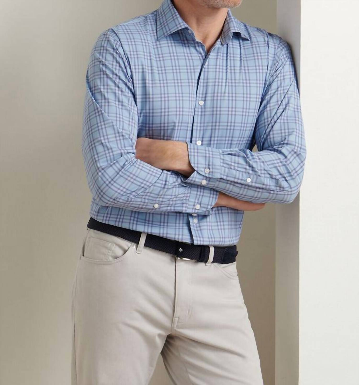 PETER MILLAR Brevard Sport Shirt in ruddy blue - men's shirt