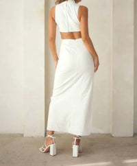 EB Luxe Flower Cut-out Maxi Dress in white - women's dress - view 4