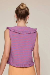 Wishlist - Ruffled Collar Plaid Blouse