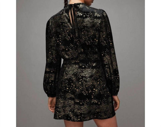 Allsaints - Jemima Star Dress Velvet Metallic Gold Printed