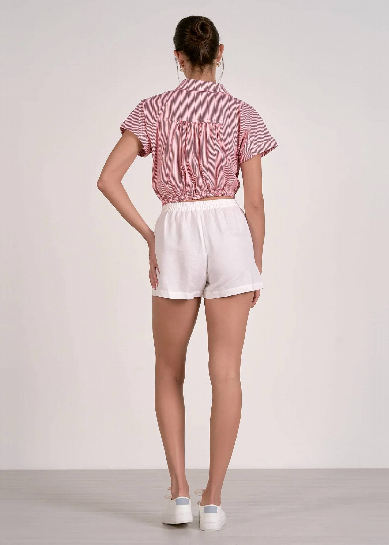 Elan - Maren Striped Button Snap Top