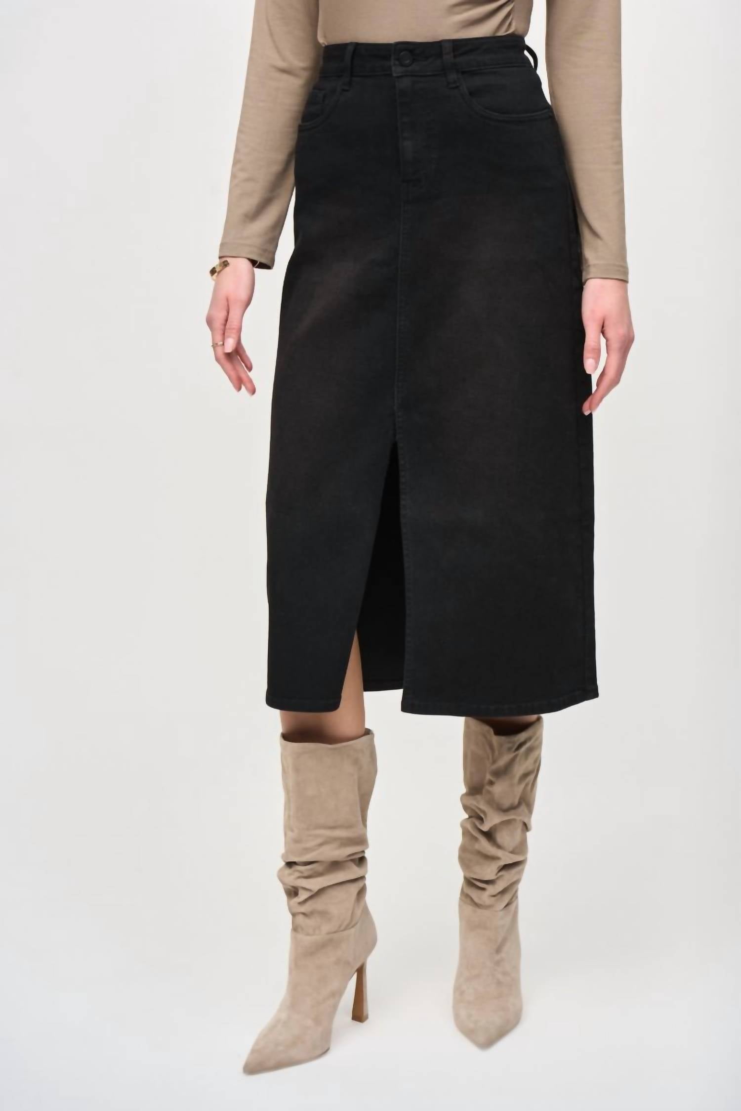Joseph Ribkoff - Front Slit Midi Jean Skirt
