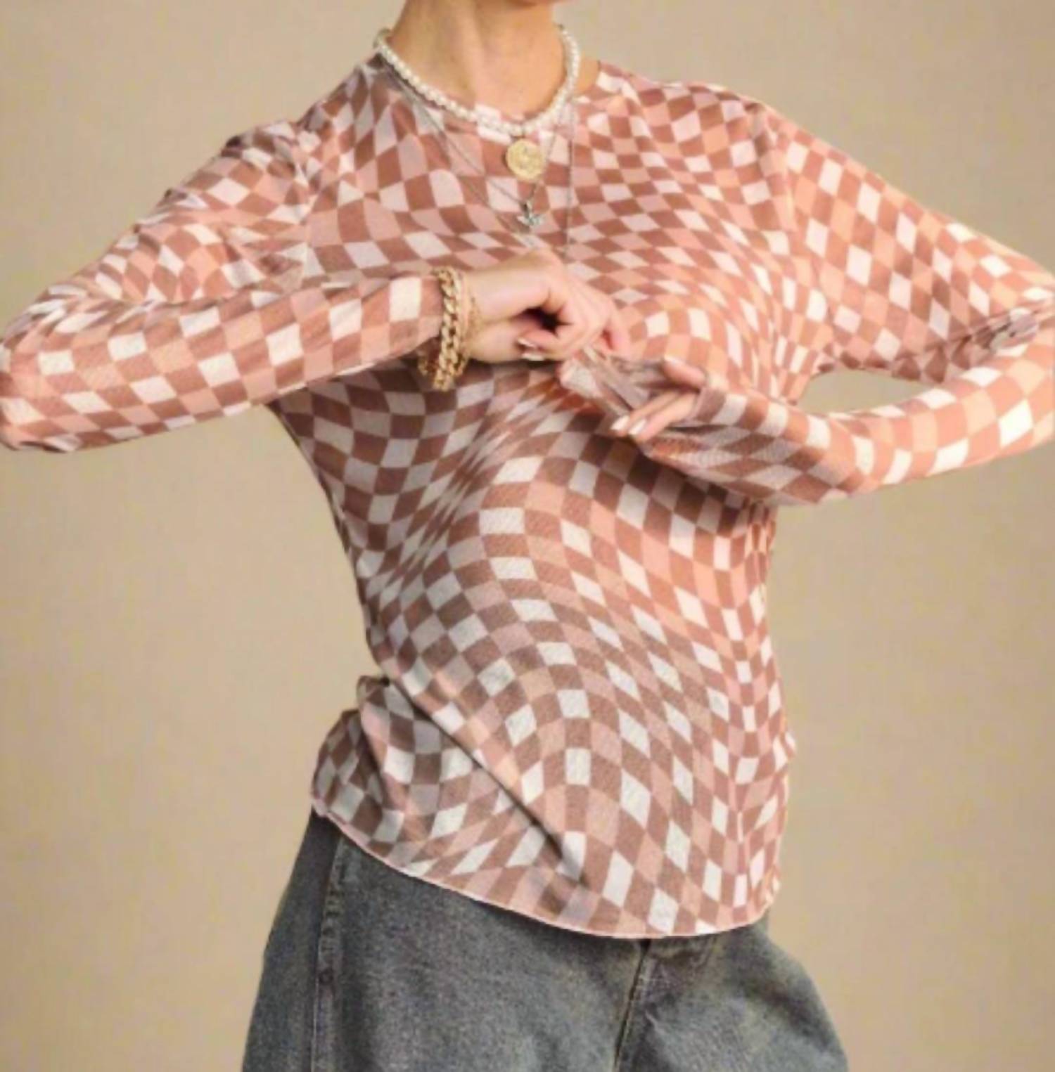 Davi & Dani - Checkered Burnout Top