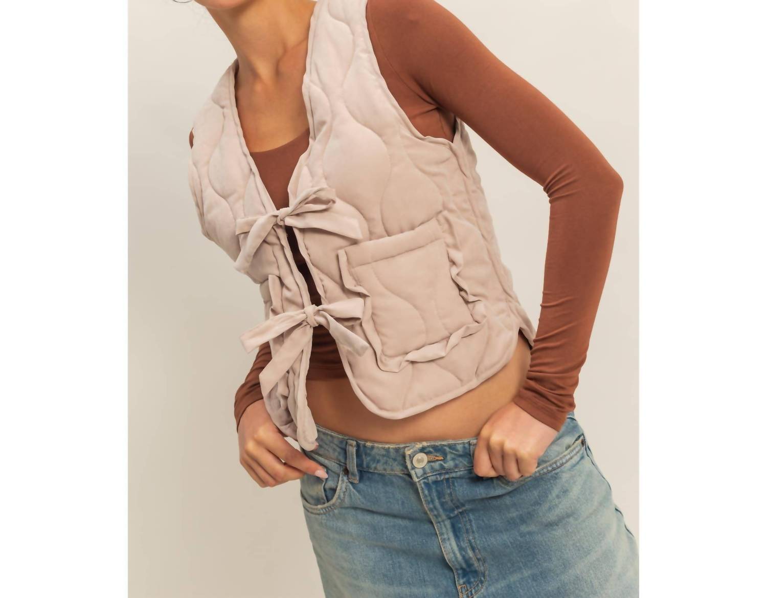 Hyfve - Quilted Vest With Tie-Front And Patch Pockets