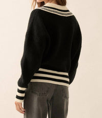 Promesa - Women's Solid Striped Rib Knit Sweater