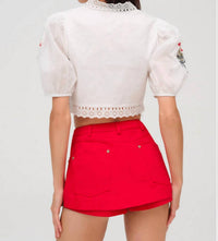 For Love & Lemons - Lipstick Denim Mini Skort