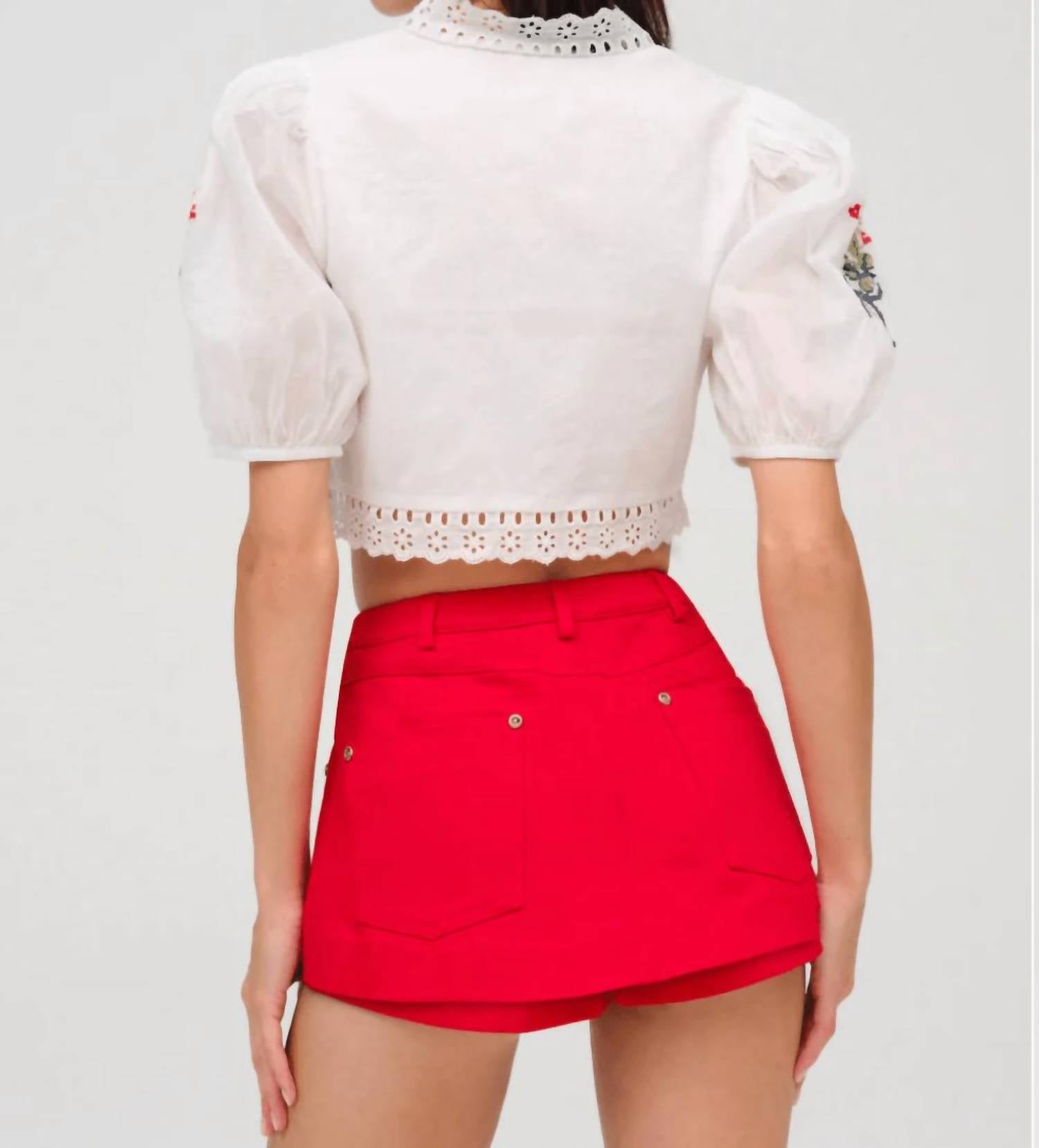For Love & Lemons - Lipstick Denim Mini Skort