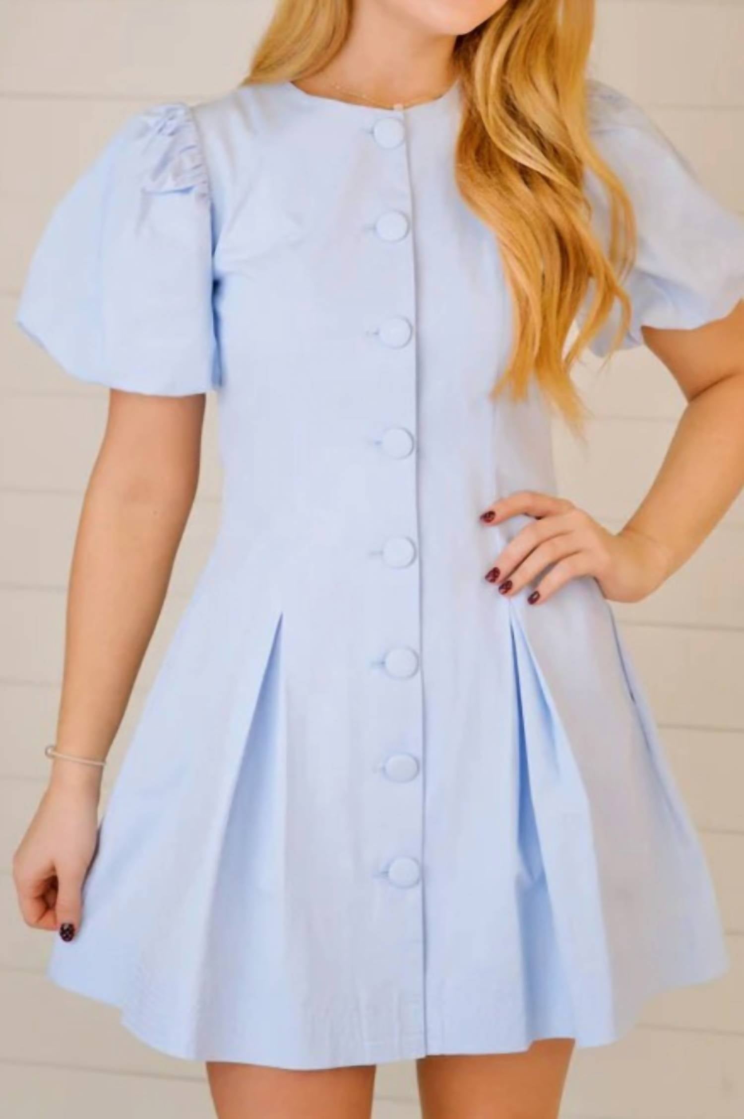 Tcec - Puff Sleeve Button Dress