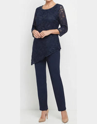 Maya Brooke - Lace Asymmetrical Tunic Pant Set