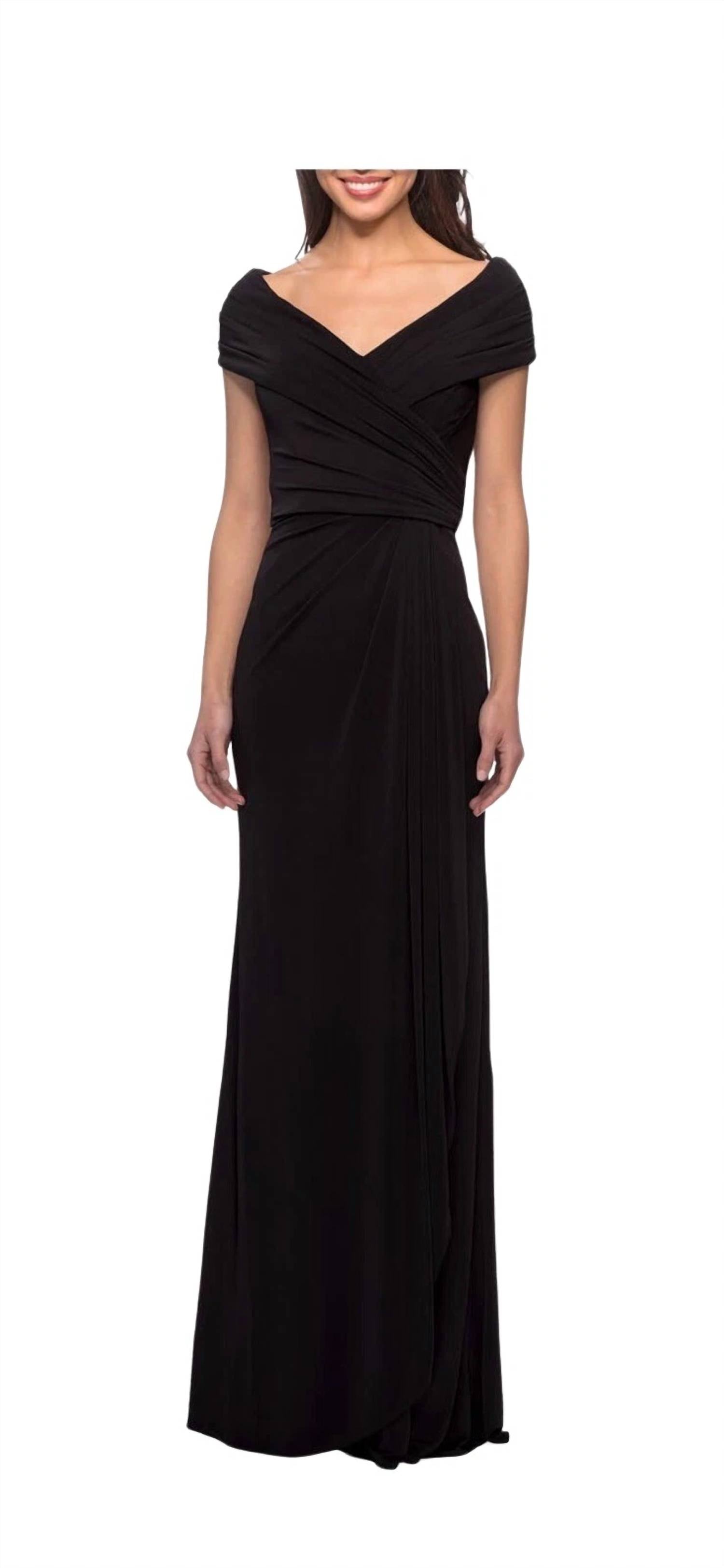 La Femme - Off The Shoulder Jersey Dress With Ruching