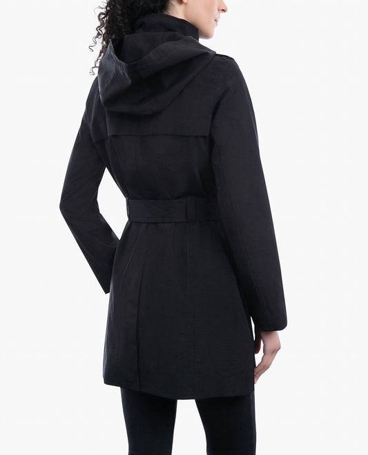 London Fog - Zip Front Hooded Trench With Belt