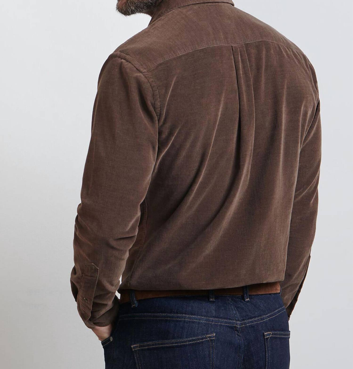 PETER MILLAR Aspen Cashmere Corduroy Shirt in french press - men's shirt - detail view