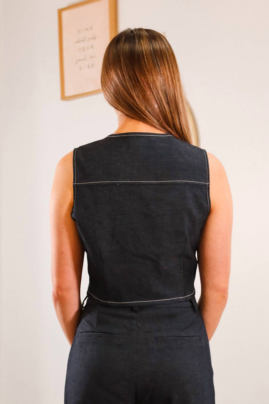 Sage The Label - Troubleshooter Button Front Crop Top