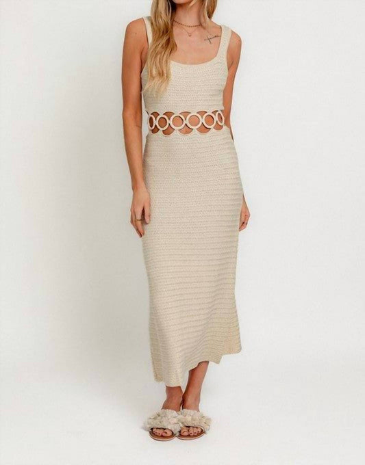 Le Lis - Square Neck Midi Dress with Midriff Cutout