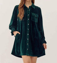Jodifl - Women's Corduroy Velvet Shirt Dress
