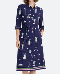 Vilagallo - Golf Print Shirt Midi Dress