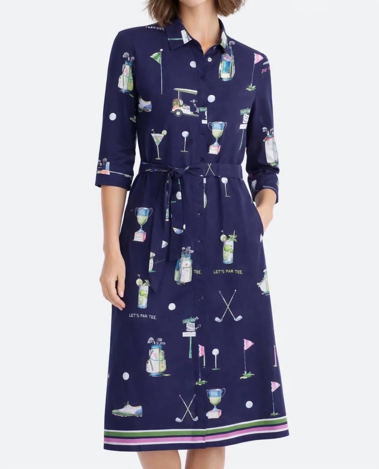Vilagallo - Golf Print Shirt Midi Dress