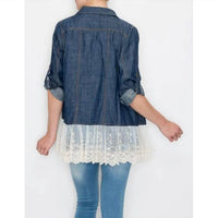 Origami - Denim Jacket with Lace Hem Detail