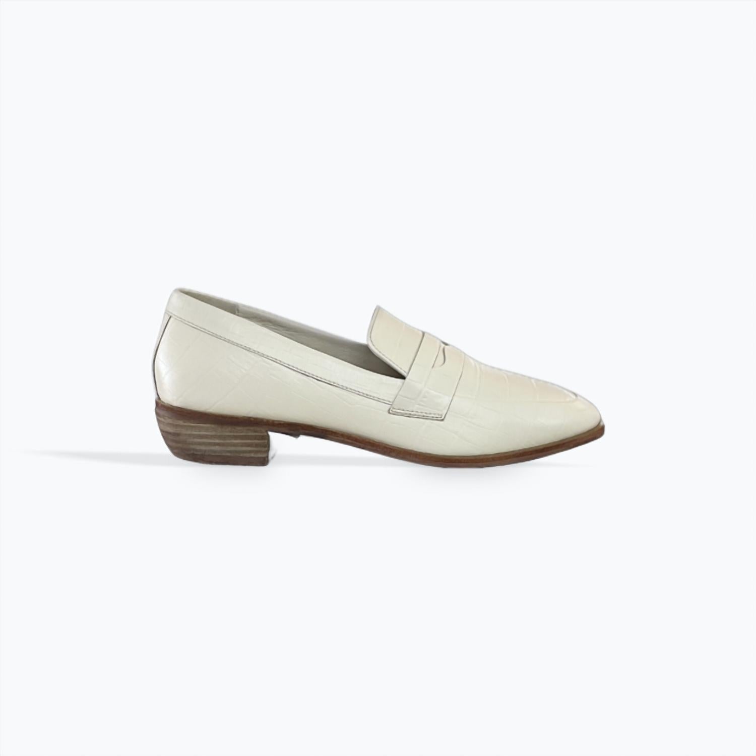 42 Gold - Yasmeen Croc Embossed Loafer