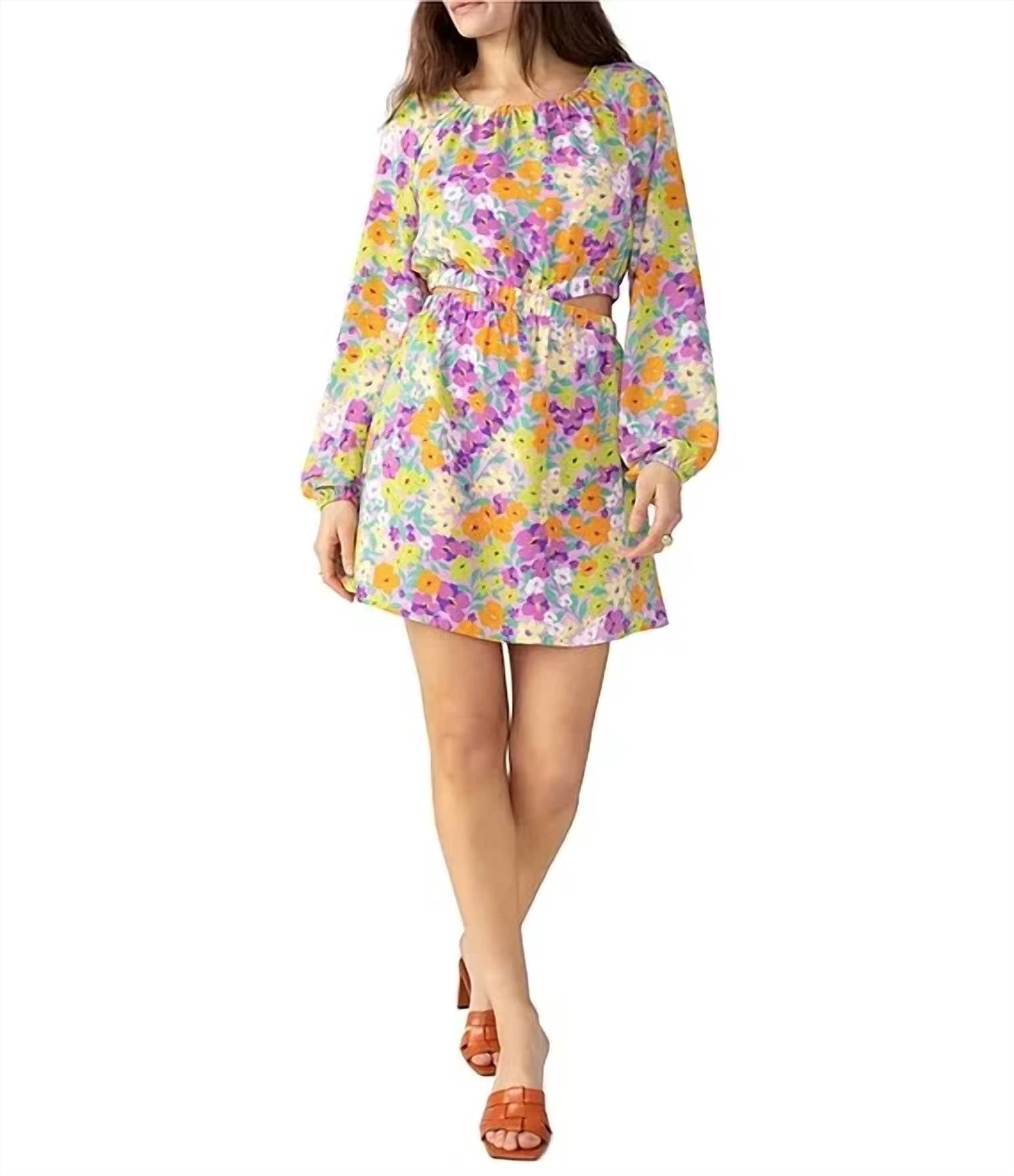 Sanctuary Fresh Garden Floral Long Sleeve Short Mini Dress in multi - women's dress
