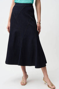 Joseph Ribkoff - Denim Flare Skirt with Exposed Zipper