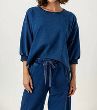 sundays Kelly Three Quarter Sleeve Pullover in denim - women's top - alternate view