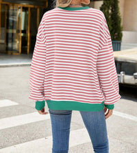 Lily Clothing - Striped Contrast Crewneck Sweatshirt