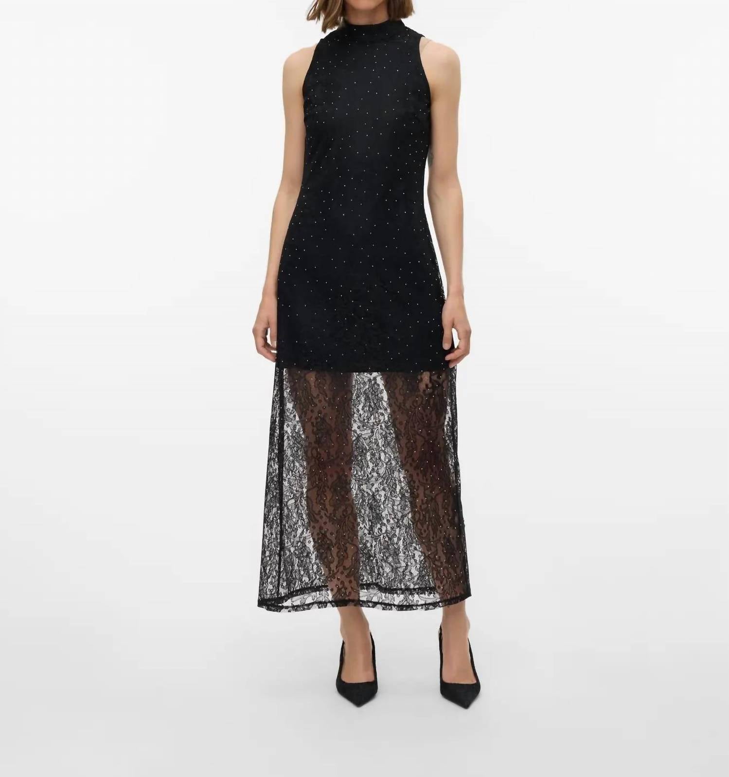 VERO MODA Manja Sleeveless High Neck Maxi Dress in black - women's dress